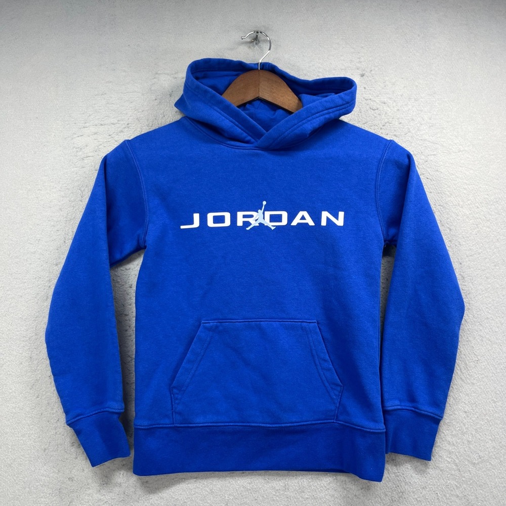 Jordan Pullover Hoodie Youth Small Blue Jumpman Logo Fleece Sweatshirt Active